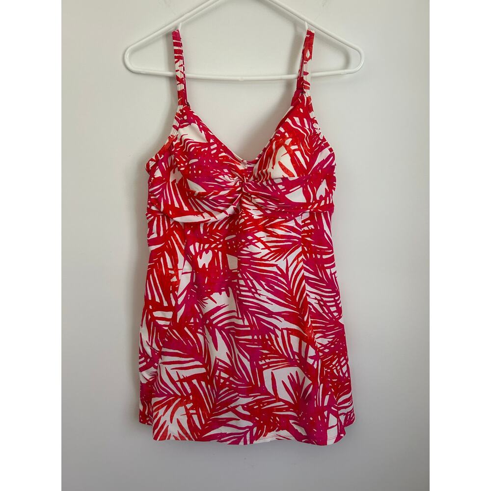 Island Escape Pink Floral Swim Dress Size 14 One Piece Swimsuit - Picture 2 of 8